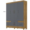 Ver imagem 3 de Guarda-Roupa Casal 6 Portas 2 Gavetas com Espelhos e Pés MS912 Marrom/Freijó/Cinza