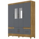Ver imagem 2 de Guarda-Roupa Casal 6 Portas 2 Gavetas com Espelhos e Pés MS912 Marrom/Freijó/Cinza