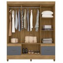 Ver imagem 4 de Guarda-Roupa Casal 6 Portas 2 Gavetas com Espelhos e Pés MS912 Marrom/Freijó/Cinza