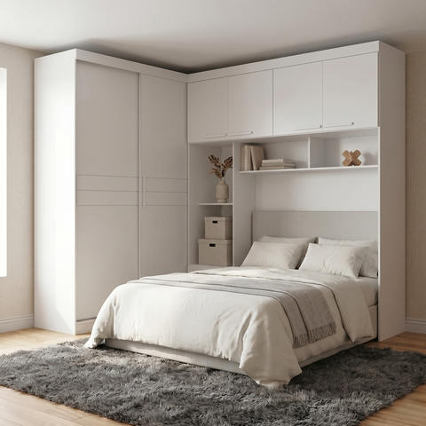 Guarda Roupa Casal Modulado com Cabeceira 6 Portas 5 Gavetas Florença Branco