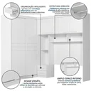 Ver imagem 5 de Guarda Roupa Casal Modulado com Cabeceira 6 Portas 5 Gavetas Florença Branco