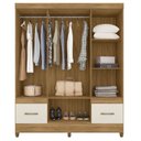 Ver imagem 2 de Guarda-Roupa Casal 6 Portas 2 Gavetas e Pés MS912 Marrom/Freijó/Off White