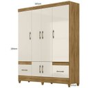 Ver imagem 4 de Guarda-Roupa Casal 6 Portas 2 Gavetas e Pés MS912 Marrom/Freijó/Off White