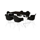Ver imagem 6 de Mesa Industrial Jantar Preta 137X90Cm Base V Com 6 Poltronas Pretas Ferro Branco Preto