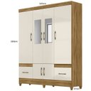 Ver imagem 4 de Guarda-Roupa Casal 6 Portas 2 Gavetas com Espelhos e Pés MS912 Marrom/Freijó/Off White
