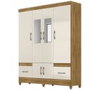 Ver imagem 3 de Guarda-Roupa Casal 6 Portas 2 Gavetas com Espelhos e Pés MS912 Marrom/Freijó/Off White