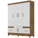 Ver imagem 2 de Guarda-Roupa Casal 6 Portas 2 Gavetas e Pés MS912 Marrom/Marrome/Branco