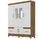 Ver imagem 4 de Guarda-Roupa Casal 6 Portas 2 Gavetas e Pés MS912 Marrom/Marrome/Branco