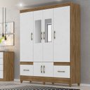 Ver imagem 5 de Guarda-Roupa Casal 6 Portas 2 Gavetas e Pés MS912 Marrom/Marrome/Branco