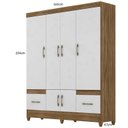 Ver imagem 3 de Guarda-Roupa Casal 6 Portas 2 Gavetas com Espelhos e Pés MS912 Marrom/Marrome/Branco