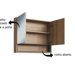 Armário Espelheira para Banheiro com 2 Portas e 1 Nicho Helena - 5