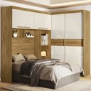 Ver imagem 4 de Guarda Roupa Casal Modulado para Box 138cm 4 Portas de Bater 2 Portas de Correr 5 Gavetas Florença Marrom/Freijó/Off