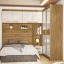 Ver mais imagens de Guarda Roupa Casal Modulado para Box 138cm 4 Portas de Bater 2 Portas de Correr 5 Gavetas Florença Marrom/Freijó/Off