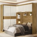 Ver imagem 1 de Guarda Roupa Casal Modulado para Box 138cm 4 Portas de Bater 2 Portas de Correr 5 Gavetas Florença Marrom/Freijó/Off