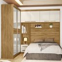 Ver imagem 3 de Guarda Roupa Casal Modulado para Box 138cm 4 Portas de Bater 2 Portas de Correr 5 Gavetas Florença Marrom/Freijó/Off