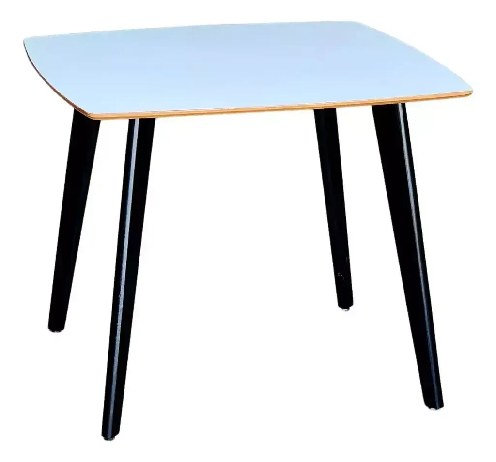 Ver imagem 2 de Mesa de Madeira Quadrada Especial 90cm Branco Pés Pretos - Dina
