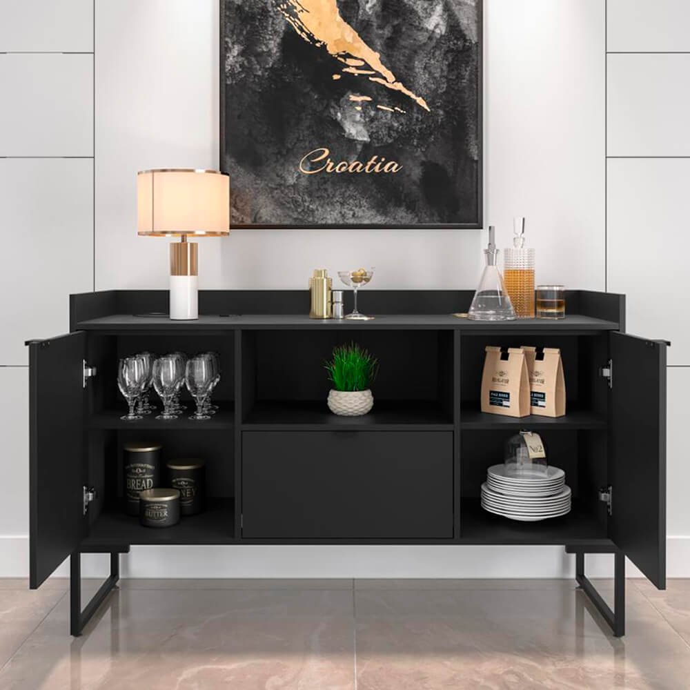 Aparador para Sala em Aço Carbono Buffet 135cm Riviera Preto DubHome - 3