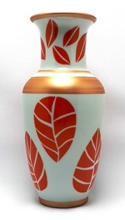 Vaso Folhas Laranja Porcelana