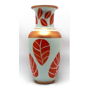 Vaso Folhas Laranja Porcelana