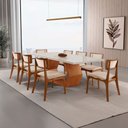 Ver imagem 1 de Sala de Jantar Mesa Ane 220cm Tampo Laqueado com Vidro Canto Moeda com 8 Cad Viena