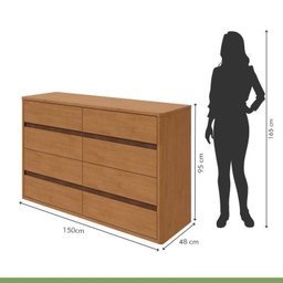 Conjunto de Guarda-roupa Casal Leder 6 Portas e Cômoda 8 Gavetas 150x95cm Leder  - 13