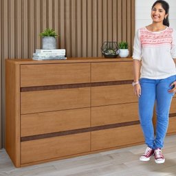 Conjunto de Guarda-roupa Casal Leder 6 Portas e Cômoda 8 Gavetas 150x95cm Leder  - 16