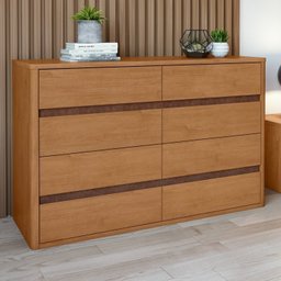 Conjunto de Guarda-roupa Casal Leder 6 Portas e Cômoda 8 Gavetas 150x95cm Leder  - 14
