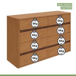 Conjunto de Guarda-roupa Casal Leder 6 Portas e Cômoda 8 Gavetas 150x95cm Leder  - 18