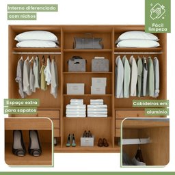 Conjunto de Guarda-roupa Casal Leder 6 Portas e Cômoda 8 Gavetas 150x95cm Leder  - 7
