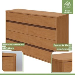 Conjunto de Guarda-roupa Casal Leder 6 Portas e Cômoda 8 Gavetas 150x95cm Leder  - 19
