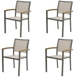 Kit 4 Cadeiras Maragogi Rivatti em Aluminio Amêndoa com Polywood nos Braços Tela Mesh Bege - 1