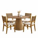 Ver imagem 2 de Conjunto Sala de Jantar Serena com Mesa e 4 Cadeiras com Encosto em Tela Marrom/Nogueira/Bege