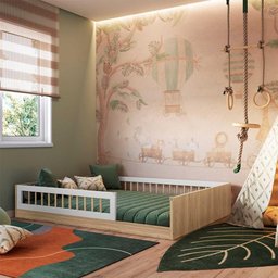 Cama com Colchão Casal Montessoriana Infantil Oak Branco - 2