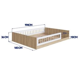 Cama com Colchão Casal Montessoriana Infantil Oak Branco - 4
