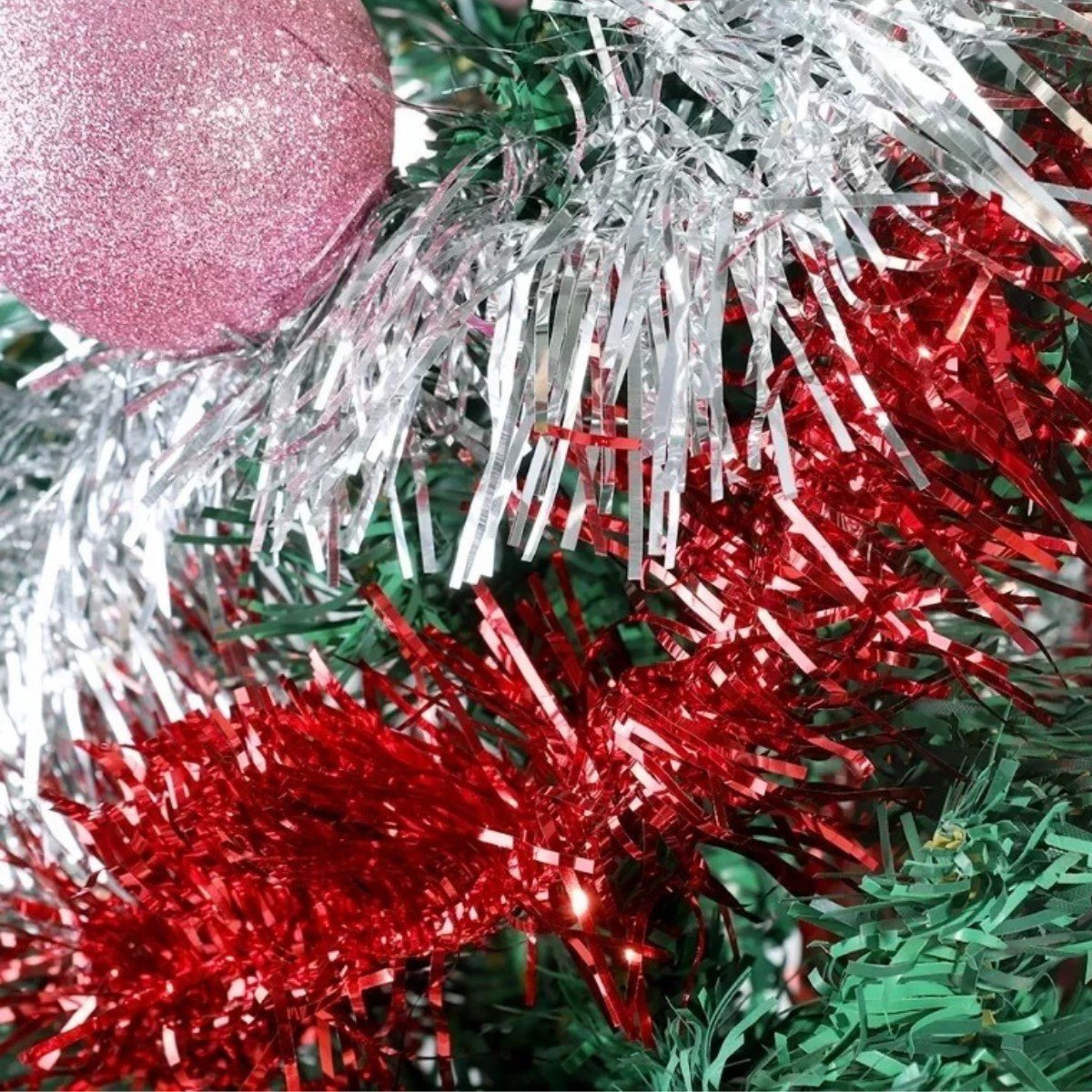 4 Festão de Natal Decorado Metalizado Vermelho Decoração - 6