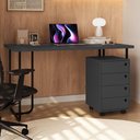 Ver imagem 2 de Mesa Escrivaninha 135 Cm e Gaveteiro 4 Gavetas Grafite Pp Milani Store