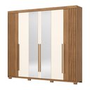 Ver imagem 2 de Guarda-Roupa Casal 6 Portas 4 Gavetas com Espelho Norton Marrom/Nature/Off White