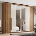 Ver imagem 1 de Guarda-Roupa Casal 6 Portas 4 Gavetas com Espelho Norton Marrom/Nature/Off White