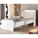 Ver imagem 1 de Cama Solteiro com Baú 2 Gavetas Tamires Branco/Bege