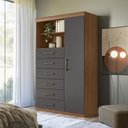 Ver imagem 7 de Guarda Roupa Casal 8 Portas 4 Gavetas Master New e Cômoda Marabá Jatobá Grafite Acetinado -Santos An