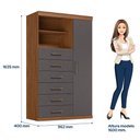 Ver imagem 4 de Guarda Roupa Casal 8 Portas 4 Gavetas Master New e Cômoda Marabá Jatobá Grafite Acetinado -Santos An