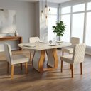 Ver imagem 5 de Sala de Jantar 130x90 Lisboa 4 Cadeiras Bom Pastor Natuarale/Off Linho Off