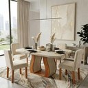 Ver imagem 1 de Sala de Jantar 130x90 Lisboa 4 Cadeiras Bom Pastor Natuarale/Off Linho Off