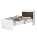 Ver imagem 2 de Cama Solteiro com Baú 2 Gavetas Tamires Branco/Nogal