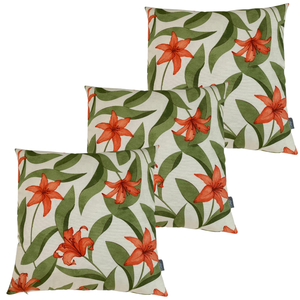 Kit 3 Almofadas Cheias Belize Impermeável Zíper Invisível Folhas Laranja 45cmc45cm