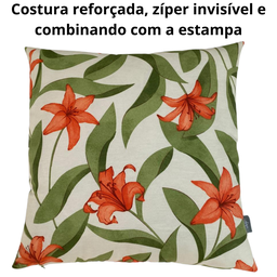 Kit 3 Almofadas Cheias Belize Impermeável Zíper Invisível Folhas Laranja 45cmc45cm - 3