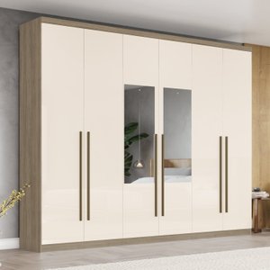 Guarda-roupa Casal 6 Portas 3 Gavetas Internas com Espelho Jade