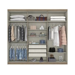 Guarda-roupa Casal 6 Portas 3 Gavetas Internas com Espelho Jade - 2