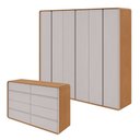 Ver imagem 1 de Conjunto de Guarda-roupa Casal Loop 6 Portas e Cômoda 8 Gavetas 152x48x96cm Loop 