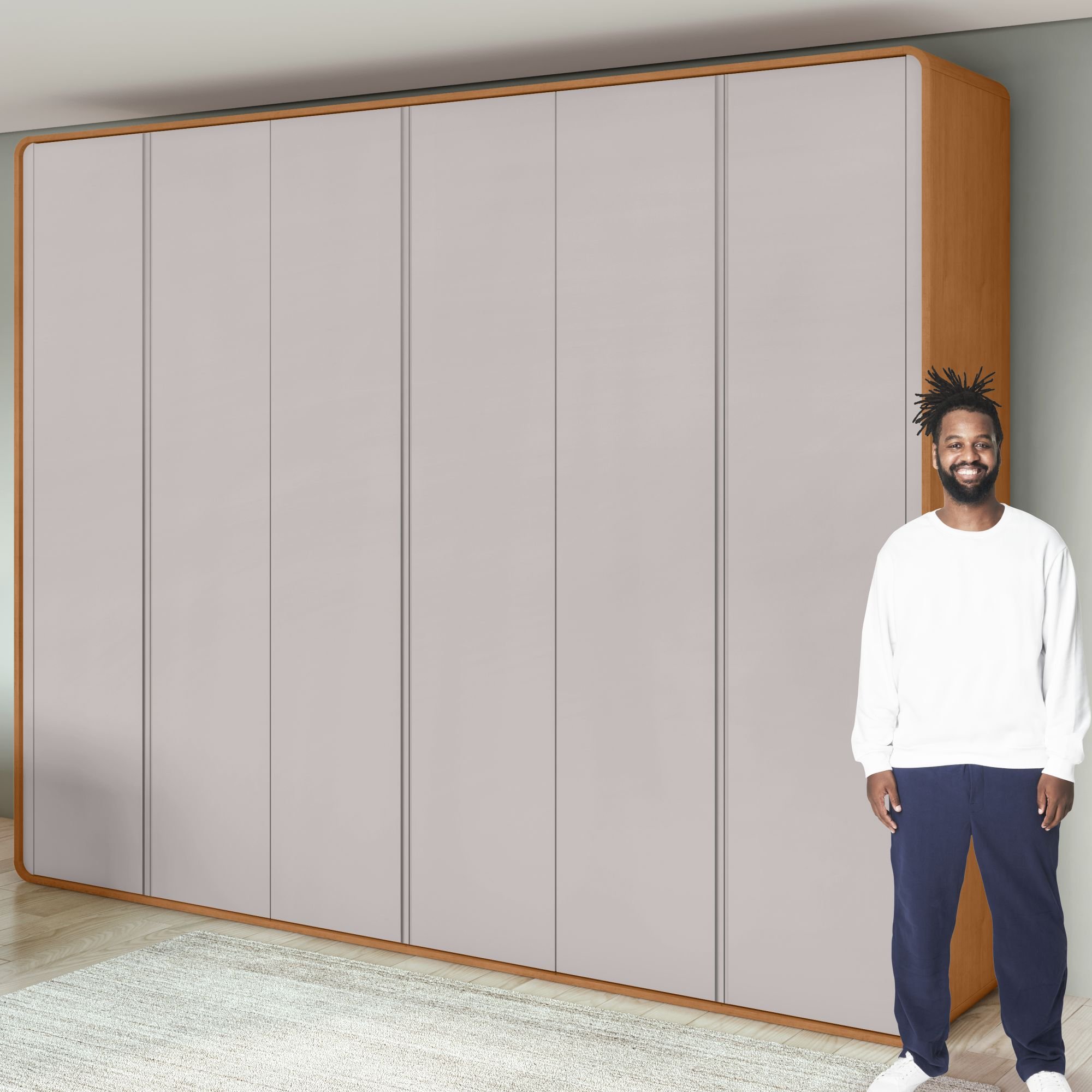 Conjunto de Guarda-roupa Casal Loop 6 Portas e Cômoda 8 Gavetas 152x48x96cm Loop  - 16